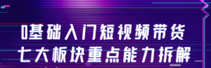 短视频带货教程：0基础入门短视频带货，七大板块重点能力教学-欢迎访问本站